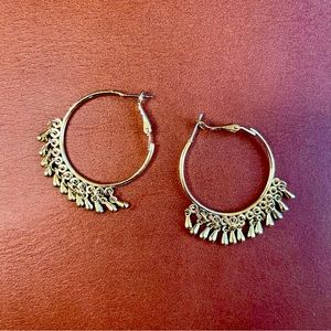 Gold Tassels Hoop Earrings